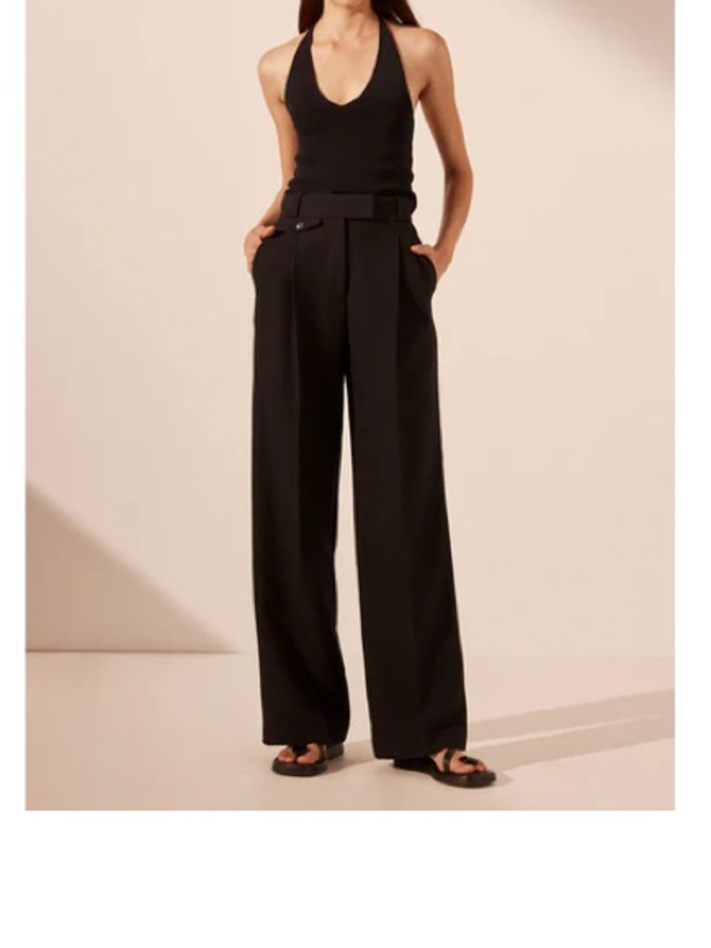 Shona Joy Black High-Waist Wide Leg Trousers